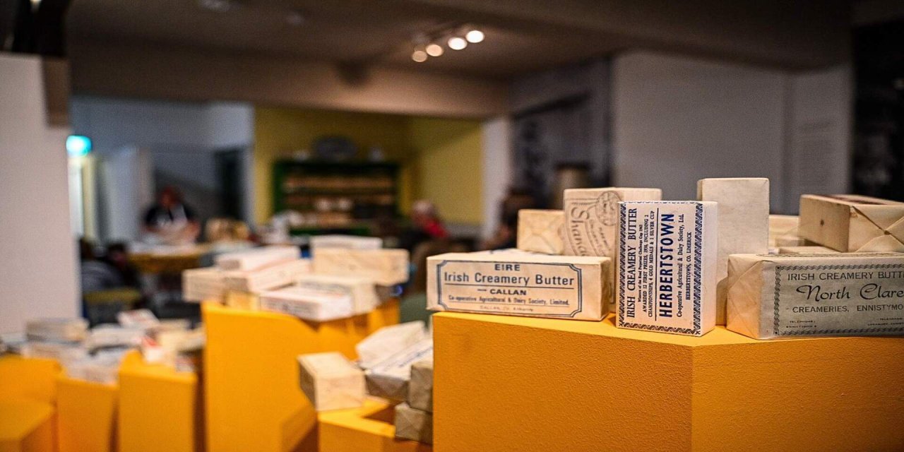 fresh butter displayed at food market