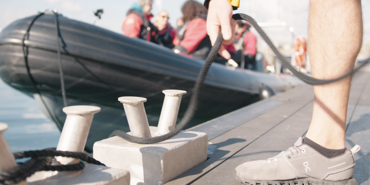 Up Close image of a both being un moored 
