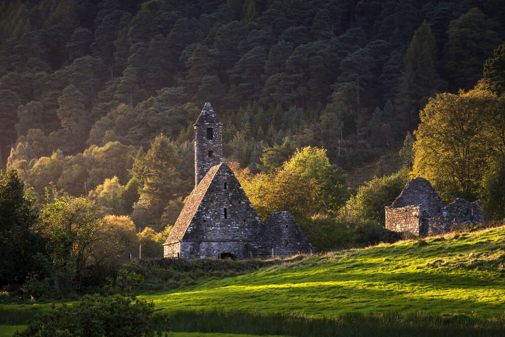 Glendalough church view landscape